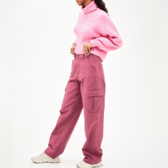 H&M 90S Baggy Women's High Waist Jeans Dusty Rose Size 4 - Picture 1 of 11